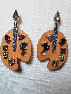 Art Palette Drop Earrings with Multicolor Gem Accents